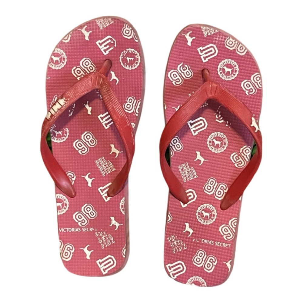 Victoria's Secret Size Small Phi Beta Pink Flip Flops